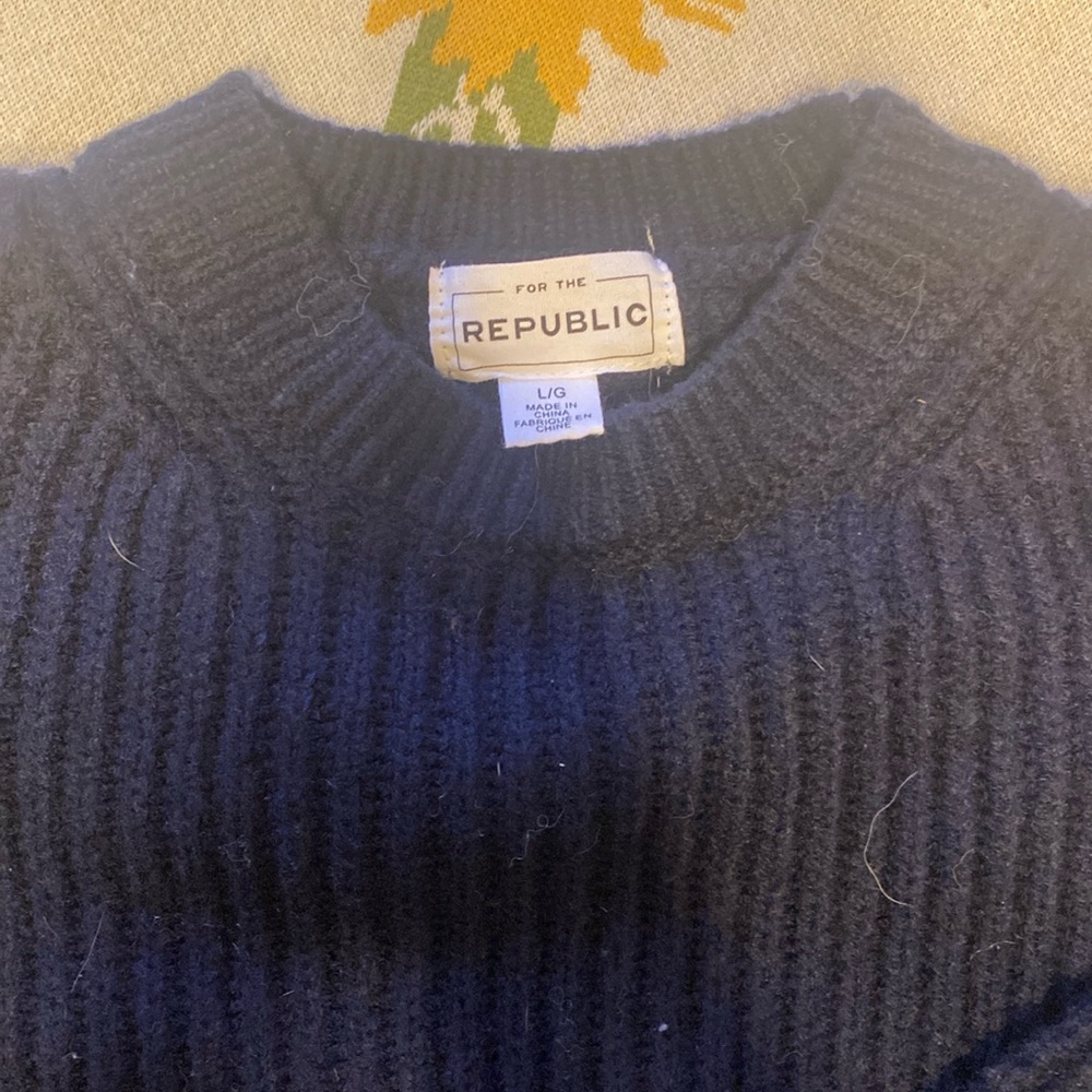 For the Republic Sweater, navy, size L- brand new